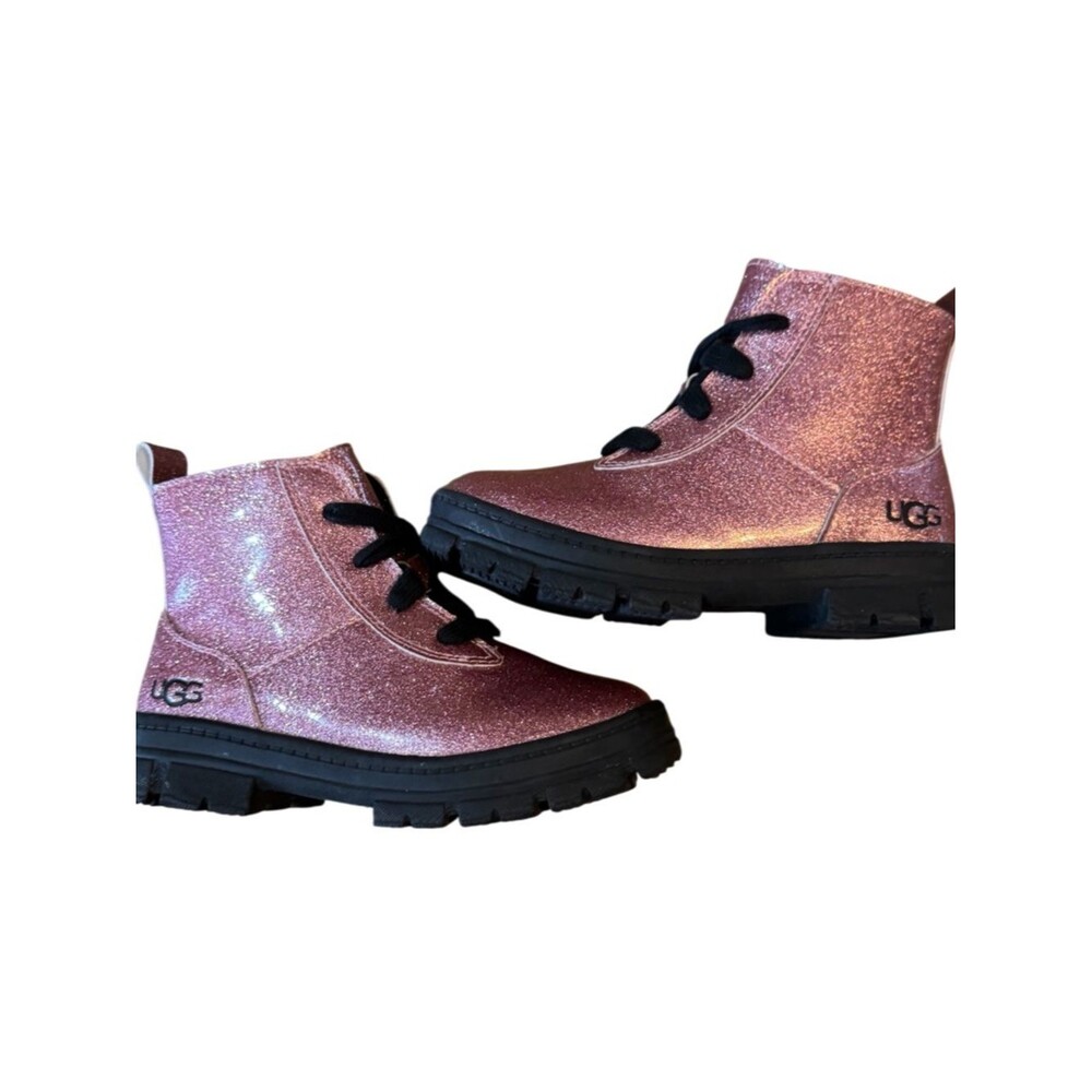SOLD-UGG Ashton Lace-Up Glitter Pink Combat Boots Kids' Size 12 - Picture 16 of 16